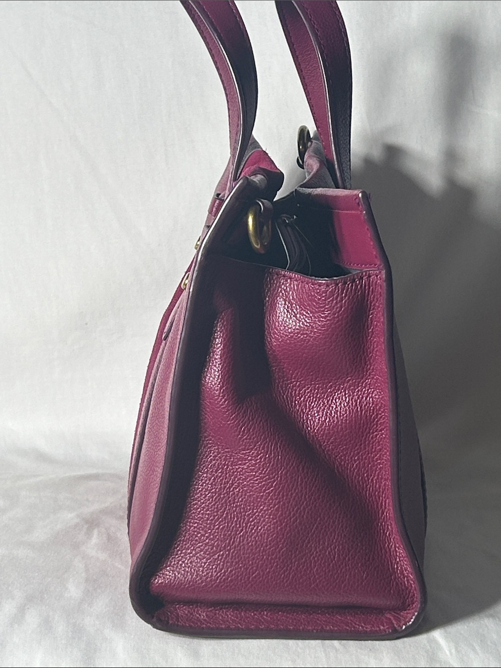Fossil Kingston Leather Satchel in Deep Plum - Picture 4 of 11